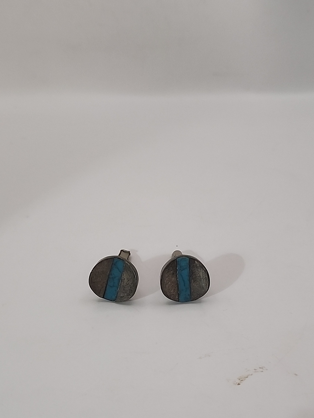 Vintage TLR 9.25 Silver and Turquoise Cuff Links Taxco, Mexico